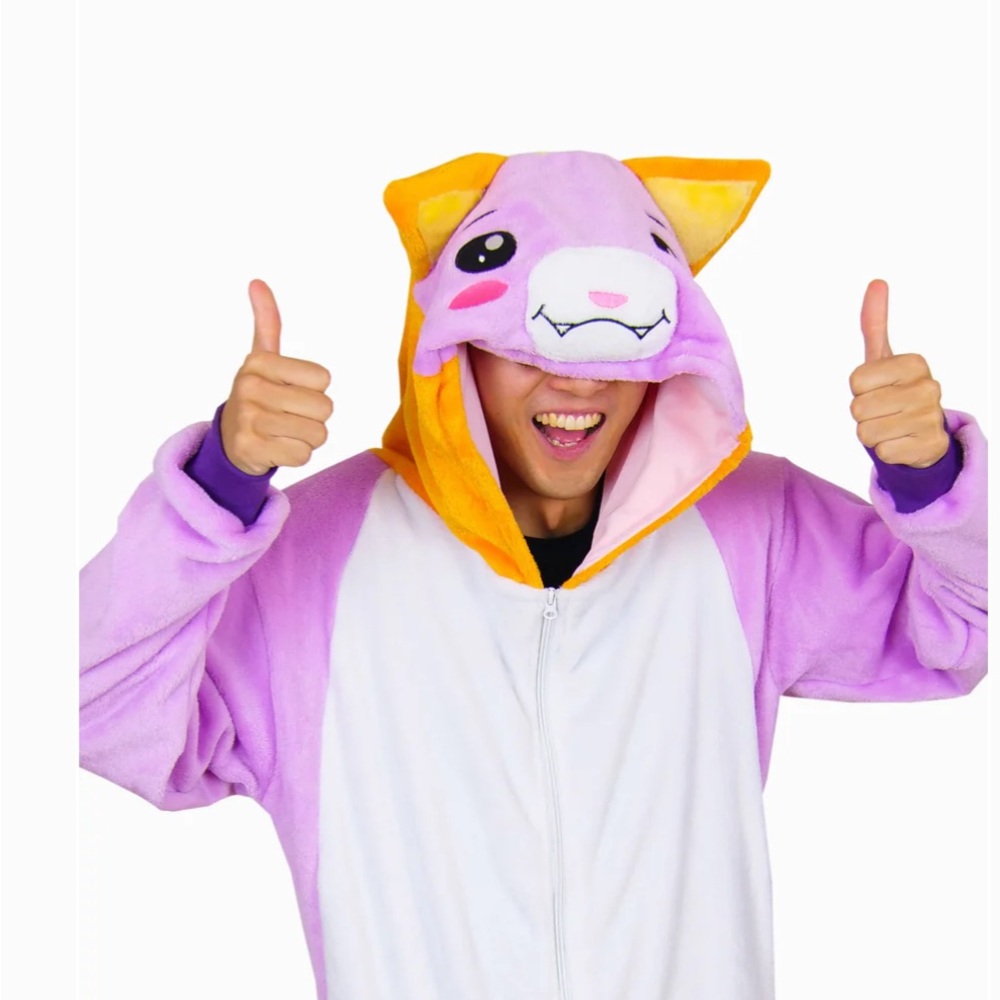 LankyBox Foxie Purple and White Cat Onesie